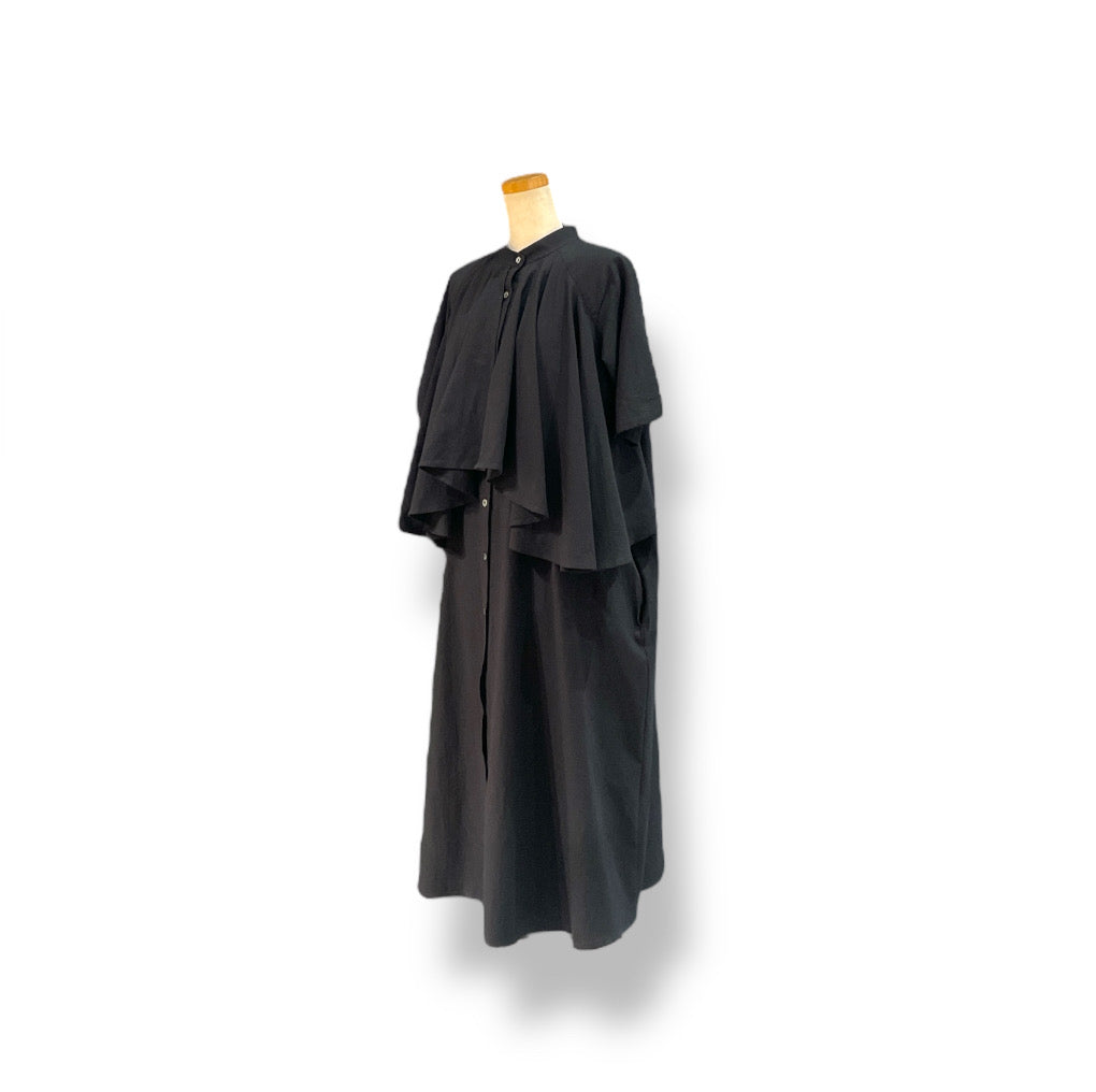 "chemise et bebe" short sleeve dress - cotton&hemp - BLACK