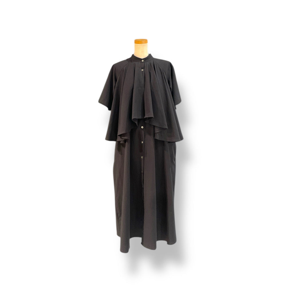 "chemise et bebe" short sleeve dress - cotton&hemp - BLACK