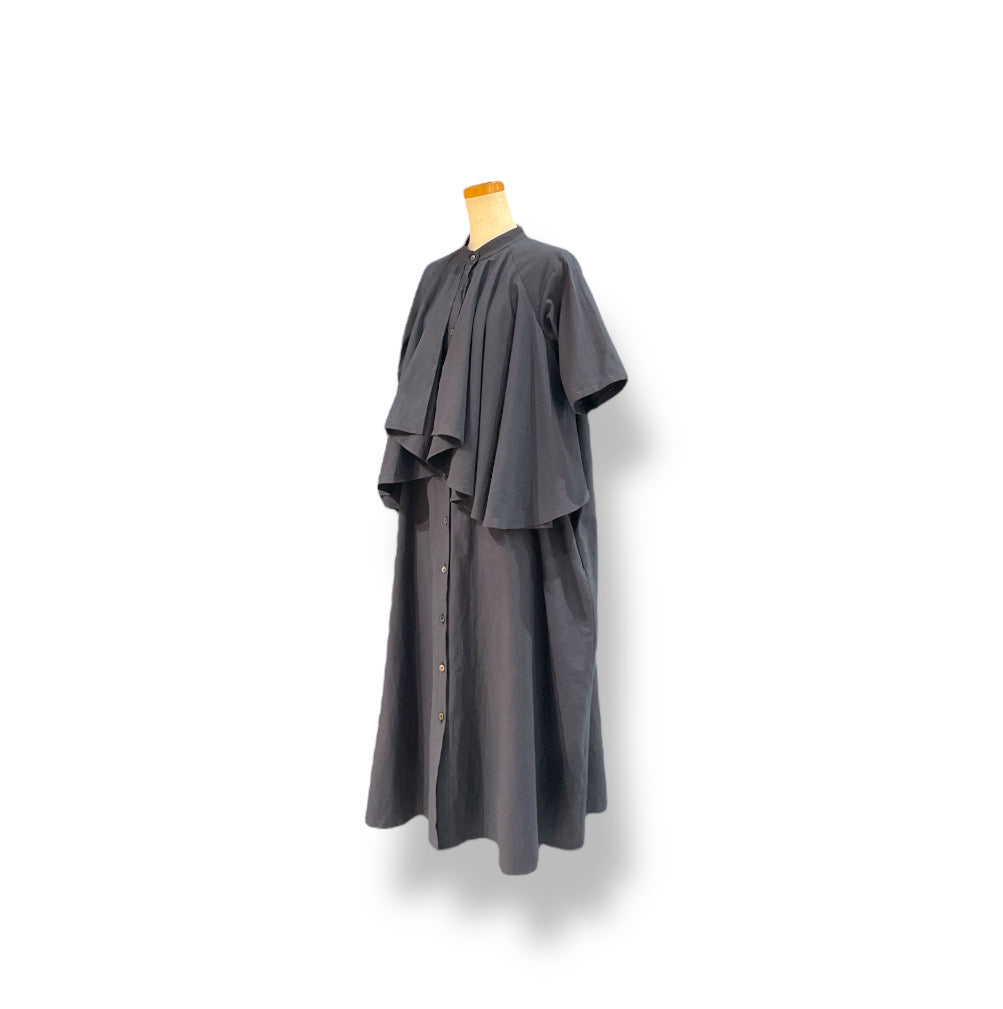 "chemise et bebe" short sleeve dress - cotton&hemp - GRAY