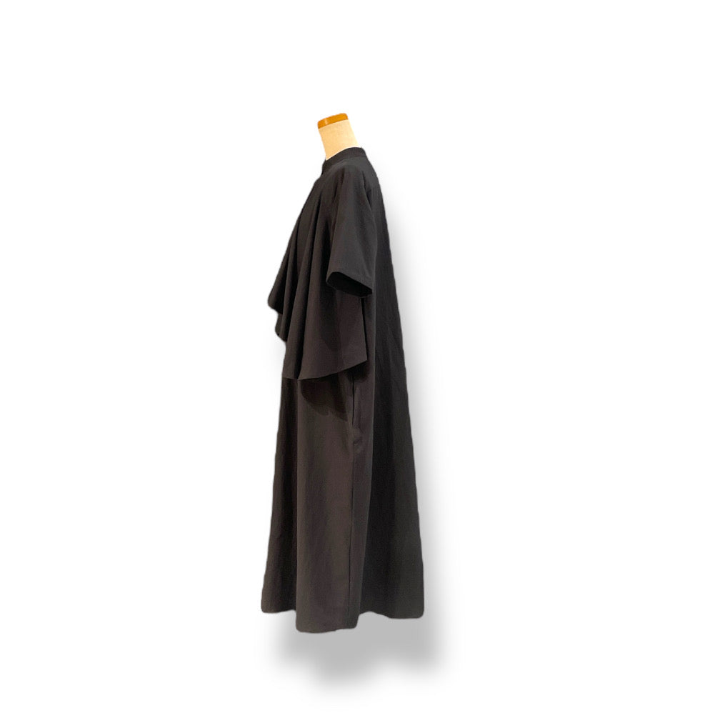 "chemise et bebe" short sleeve dress - cotton&hemp - BLACK