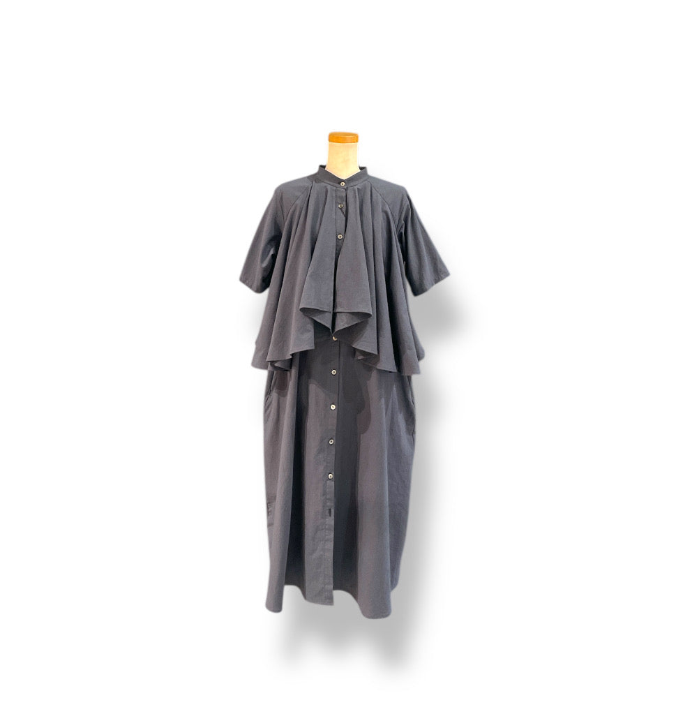 "chemise et bebe" short sleeve dress - cotton&hemp - GRAY