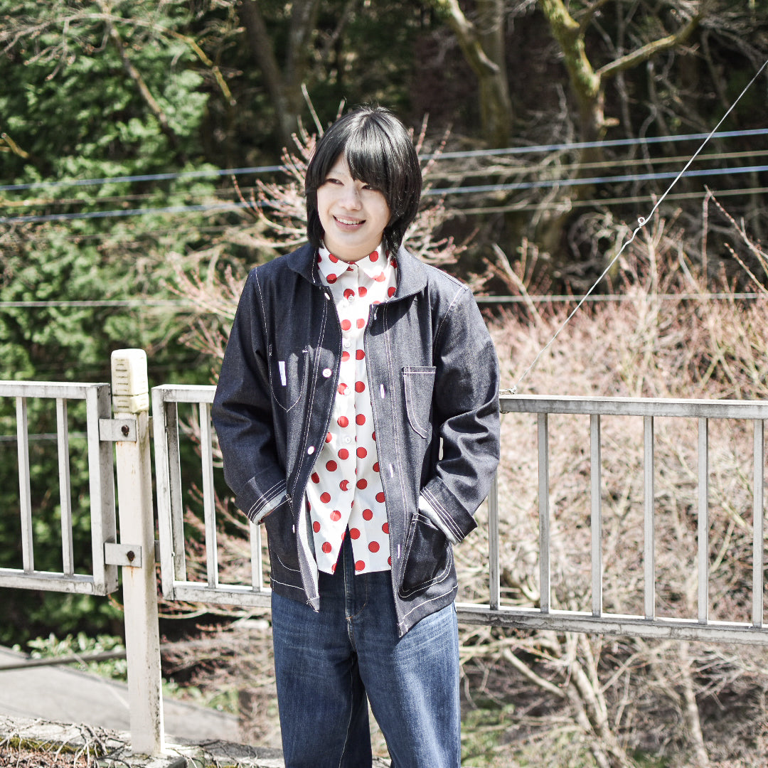 french craftsman jacket round collar-  ( gender-free )