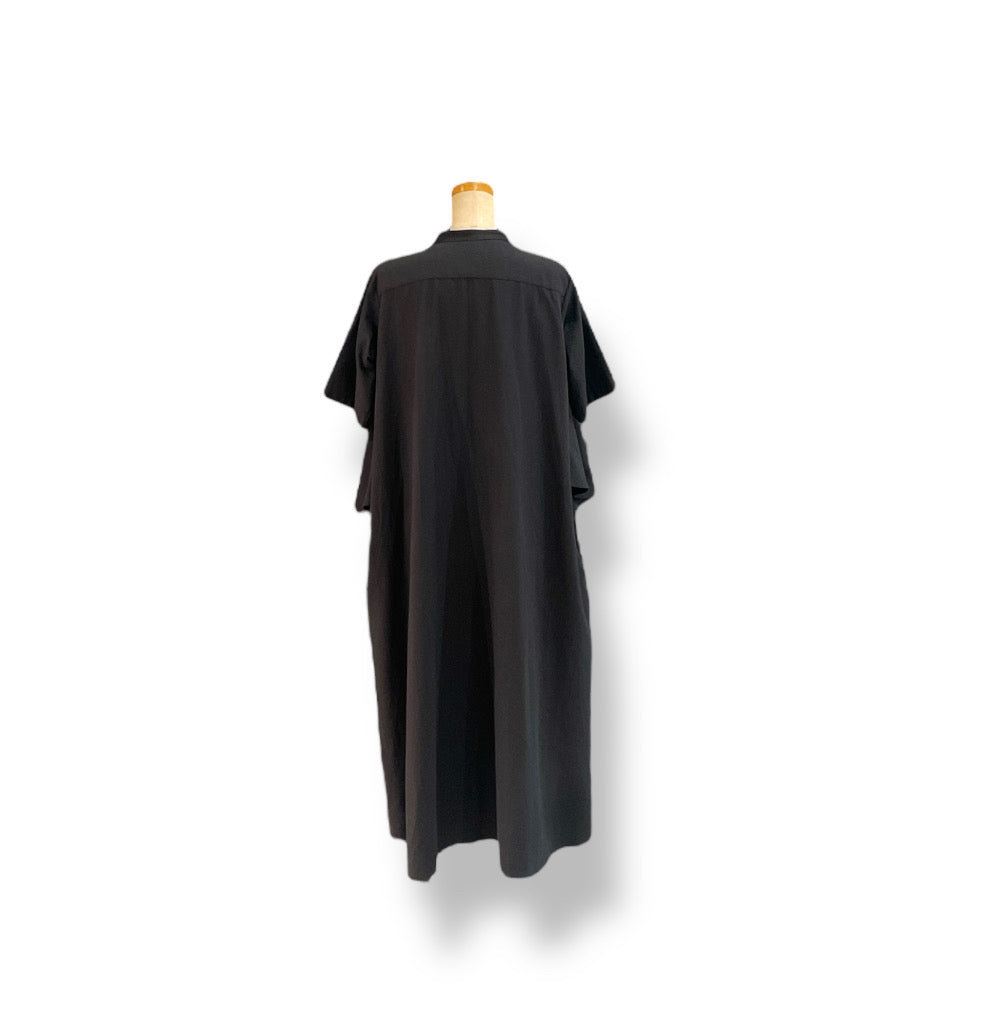 "chemise et bebe" short sleeve dress - cotton&hemp - BLACK