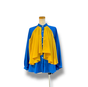 "chemise et bebe"  short length - polyester - blue×yellow - 3(L)