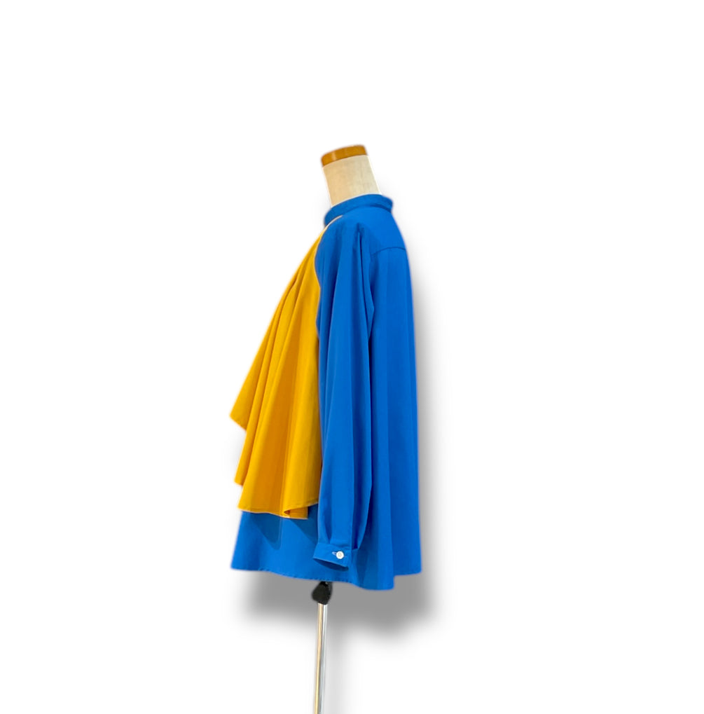 "chemise et bebe"  short length - polyester - blue×yellow - 3(L)