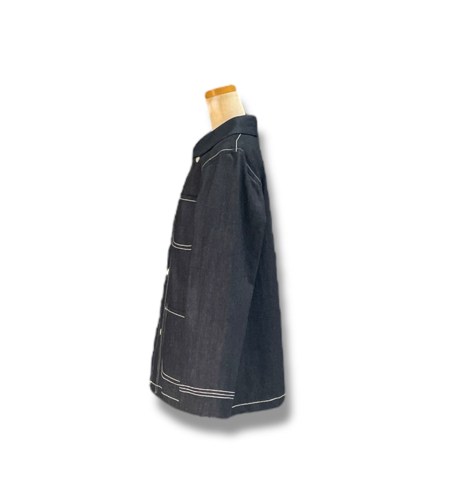 french craftsman jacket round collar-  ( gender-free )