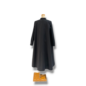 A-line organic cotton Oxford - black "雷"